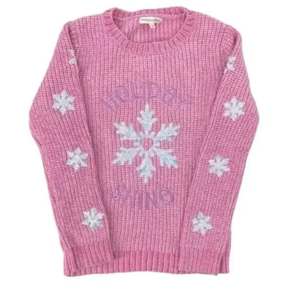 Marguax & Lexi Kid's Holiday Shine Sequin Snowflake Christmas Sweater NWT Sz L - Picture 1 of 10